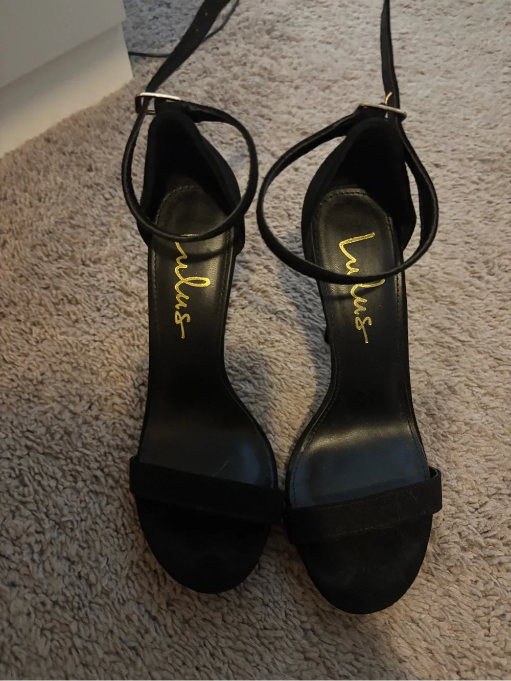 Lulu's Black Suede Ankle-Strap Block Heels